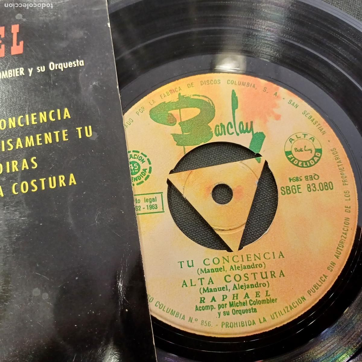 Discos de vinilo: RAPHAEL/TU CONCIENCIA/SINGLE. - Foto 2