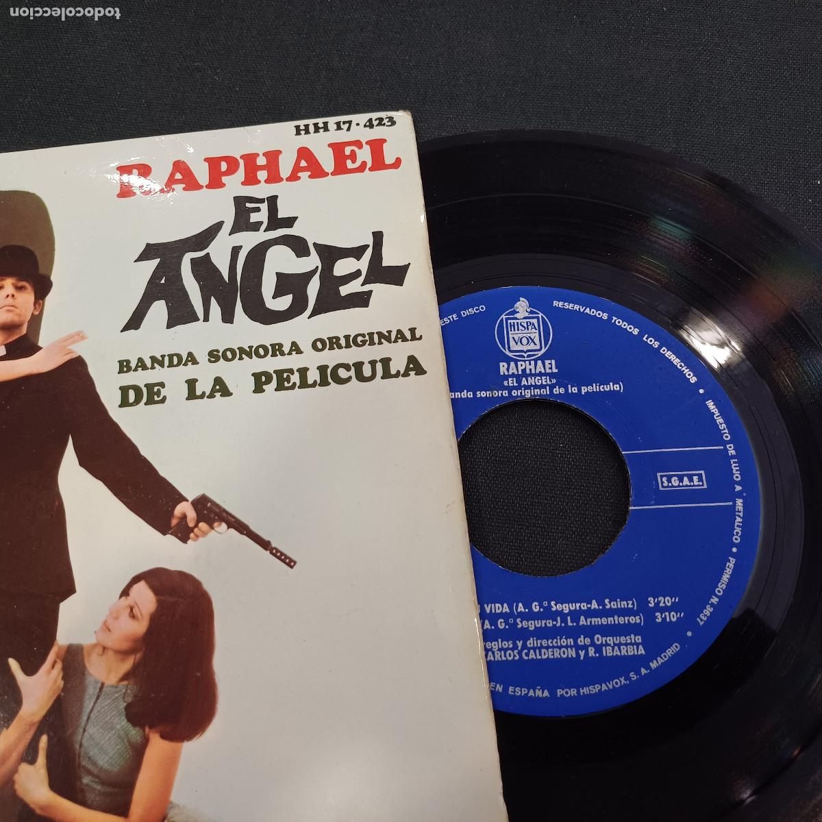 Discos de vinilo: RAPHAEL/EL ANGEL/SINGLE BANDA SONORA DE LA PELICULA. - Foto 2