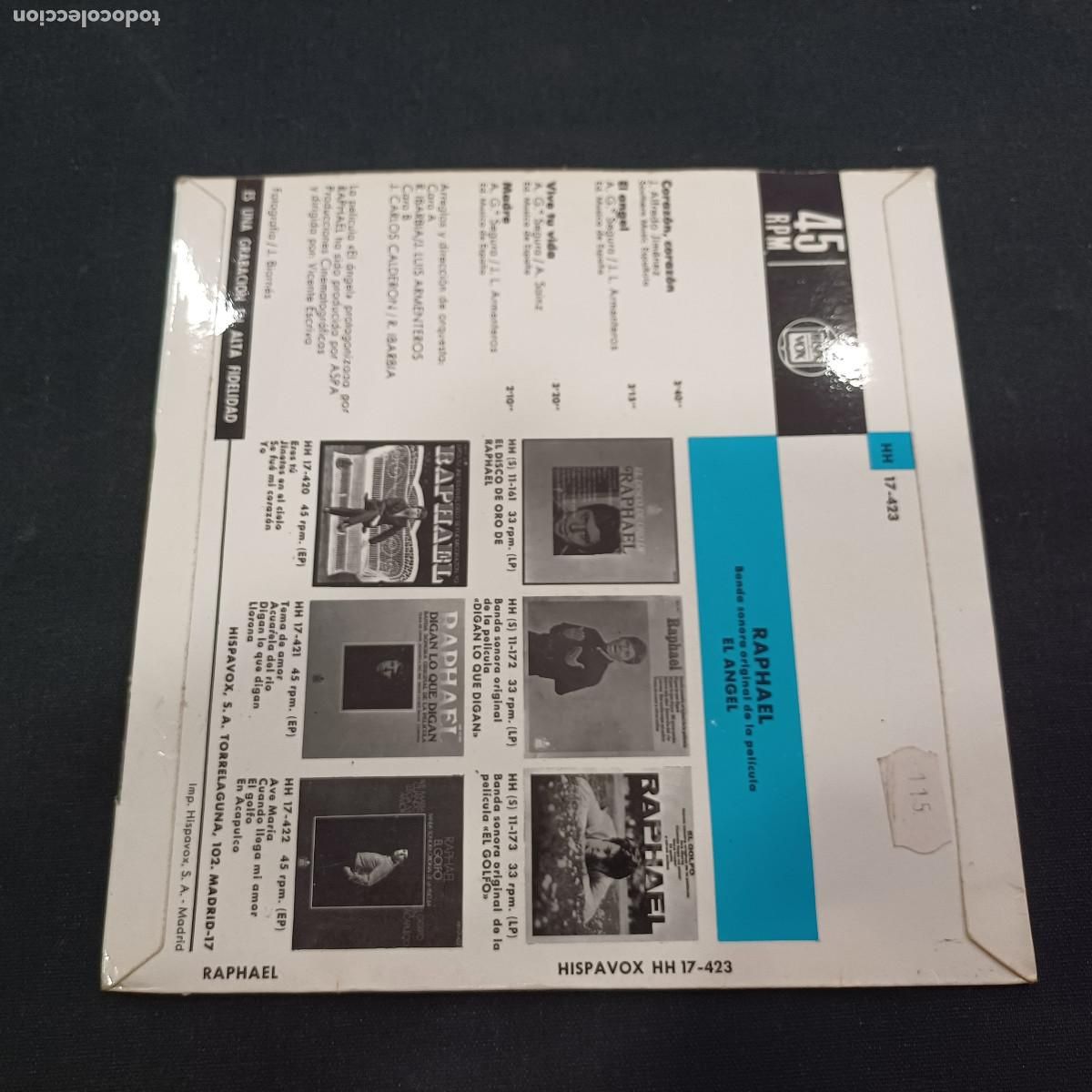 Discos de vinilo: RAPHAEL/EL ANGEL/SINGLE BANDA SONORA DE LA PELICULA. - Foto 3