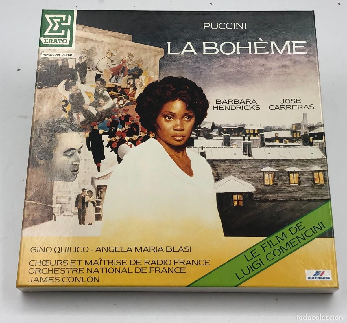 Discos de vinilo: Puccini &ndash; La Boh&egrave;me &ndash; Jos&eacute; Carreras, Barbara Hendricks &ndash; Caja 2 LPs Erato &ndash; BSO Film Luigi Comencini