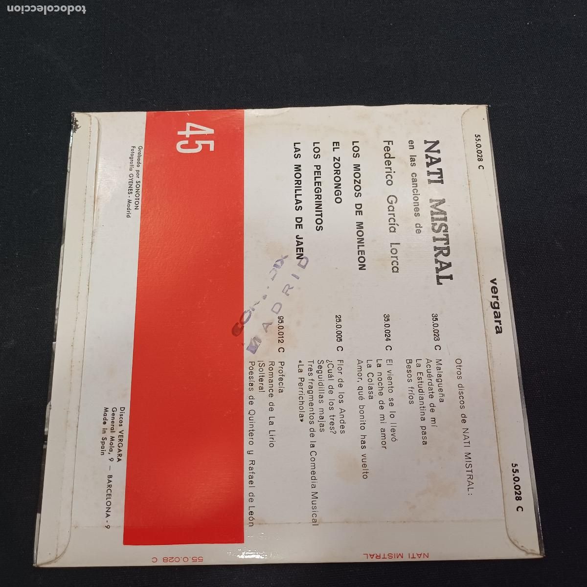 Discos de vinilo: NATI MISTRAL/GARCIA LORCA/SINGLE. - Foto 3