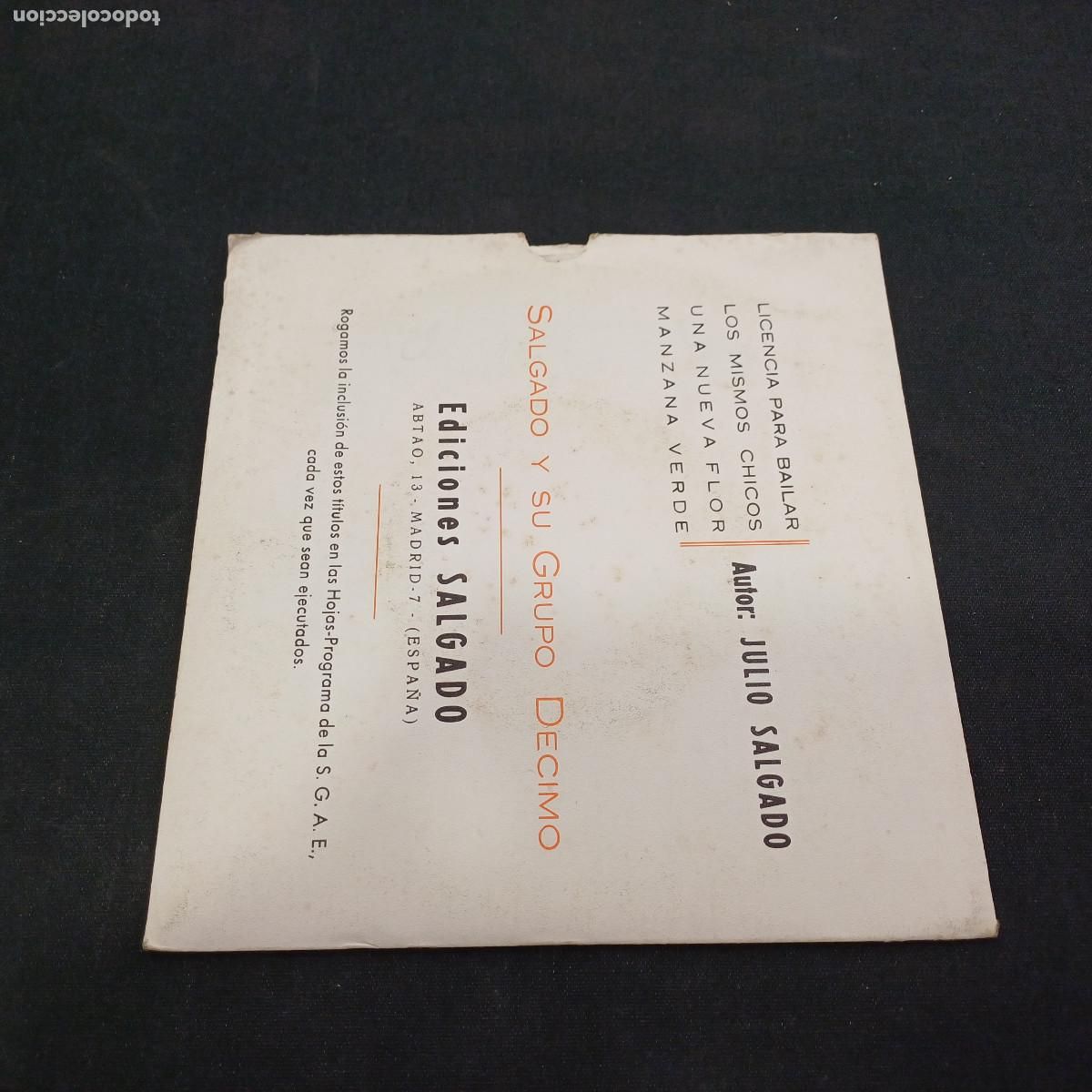 Discos de vinilo: SALGADO Y SU GRUPO DECIMO/LICENCIA PARA BAILAR/SINGLE+HOJA. - Foto 3
