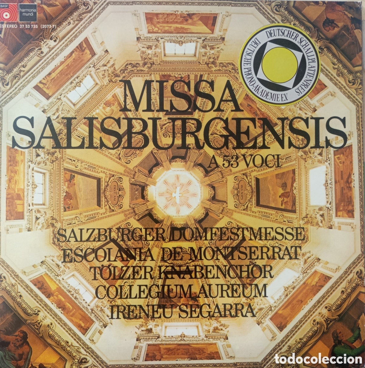 Discos de vinilo: Missa Salisburgensis de Heinrich Ignaz Franz Biber, publicado por el sello Deutsche Harmonia Mundi.