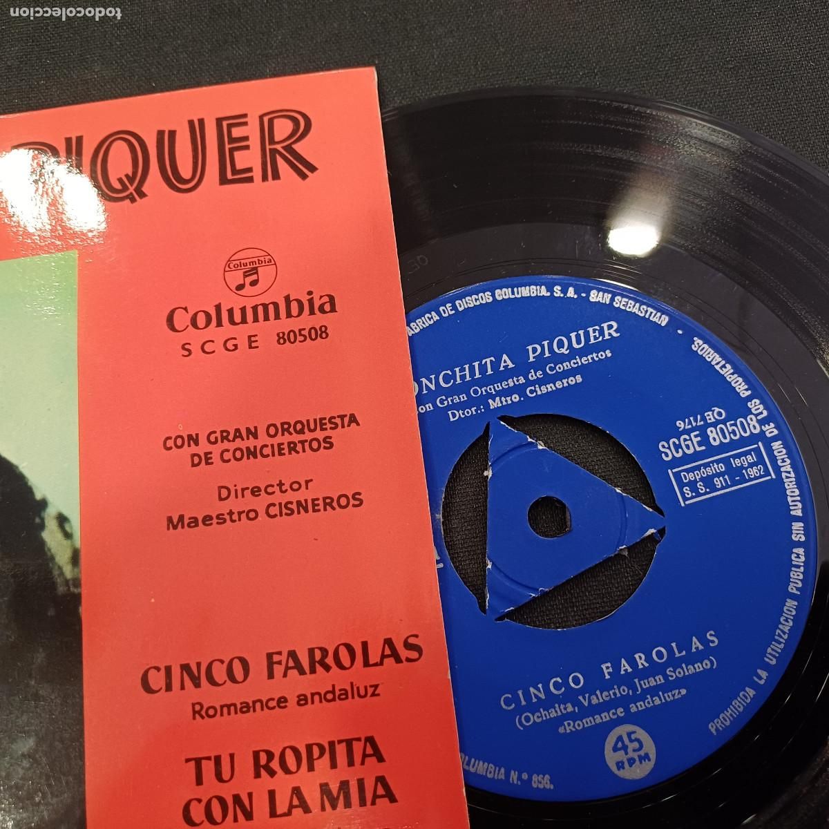 Discos de vinilo: CONCHITA PIQUER/CINCO FAROLAS/SINGLE. - Foto 2