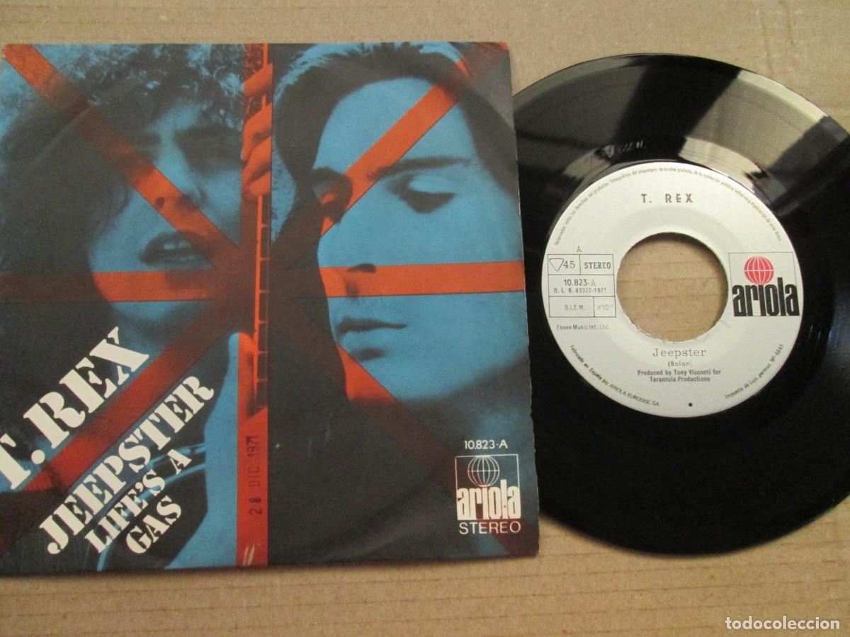 Discos de vinilo: T. REX - Jeepster / Life&acute;s A Gas. Single, ed espa&ntilde;ola 7&rdquo; 1971. Magn&iacute;fico estado (VG+/NM)