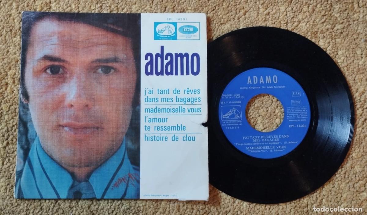 Discos de vinilo: SINGLE: ADAMO, J&rsquo;AI TANT DE REVES DANS MES BAGAGES + MADAMOISELLE VOUS &hellip;, LA VOZ DE SU AMO, A&Ntilde;O 1968