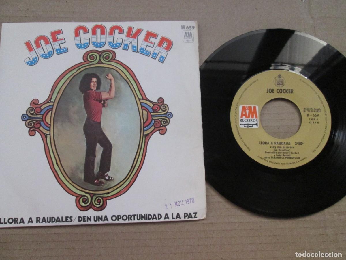 Discos de vinilo: JOE COCKER - Llora a Raudales / Den una Oportunidad a la Paz. Single, ed espa&ntilde;ola 7&rdquo; 1970. VG+/NM