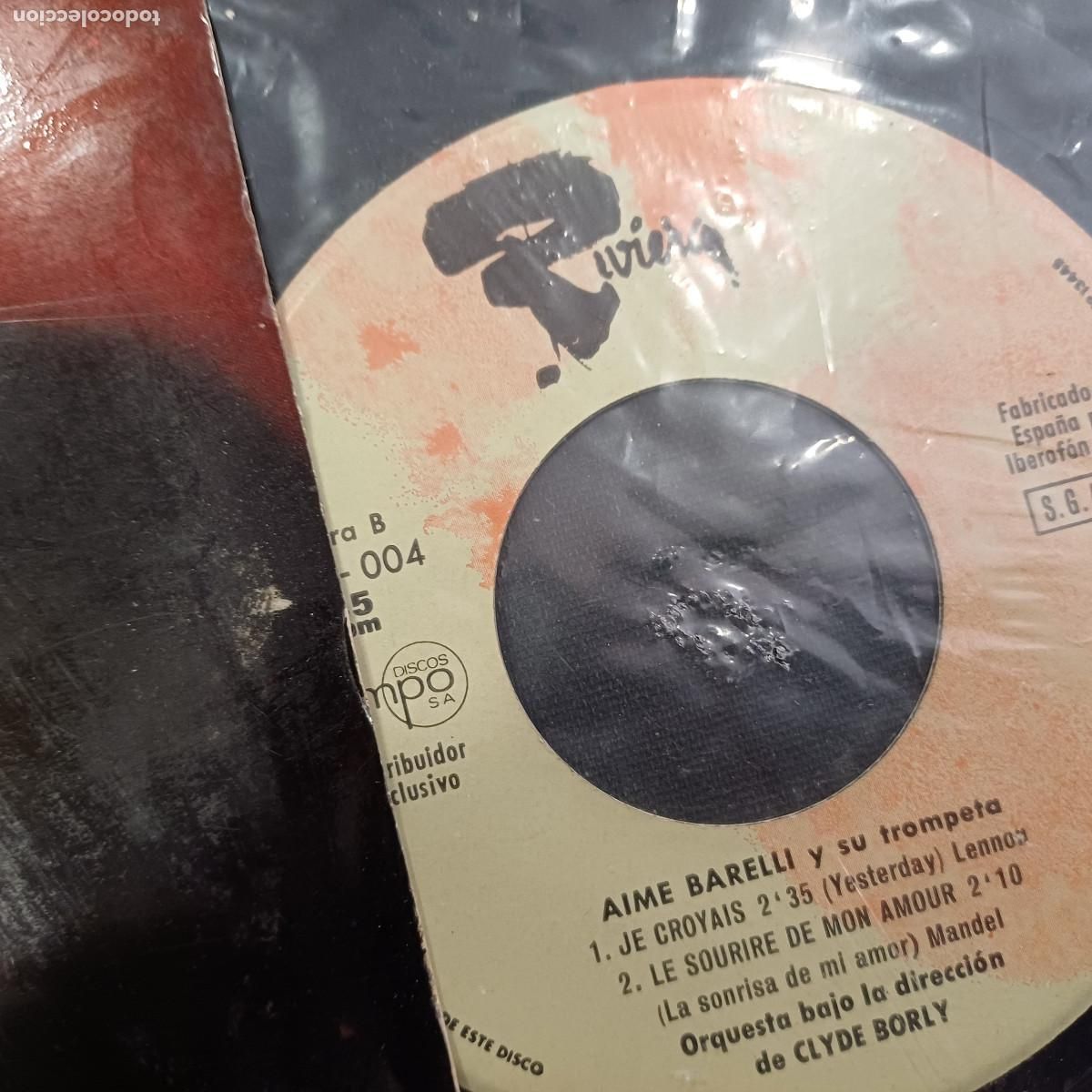 Discos de vinilo: AIME BARELLI Y SU TROMPETA/FAIS LA RIRE/SINGLE. - Foto 2