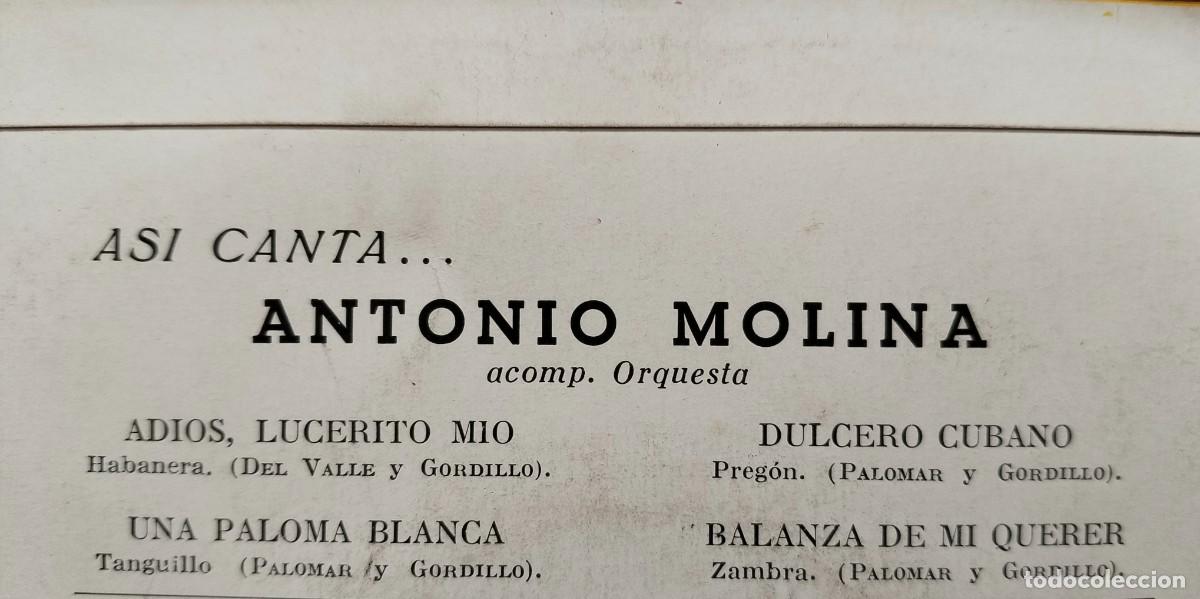 Discos de vinilo: As&iacute; canta... Antonio Molina / Odeon DSOE 16012 - Foto 2