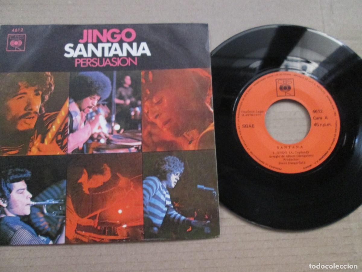 Discos de vinilo: SANTANA - Jingo / Persuasion. Single, ed espa&ntilde;ola 7&rdquo; 1970. Magn&iacute;fico estado (VG+/NM)
