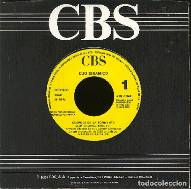 Discos de vinilo: D&uacute;o Din&aacute;mico &ndash; Despu&eacute;s de la tormenta (un solo tema) &ndash; CBS 1044 (PROMO) &ndash; 1988