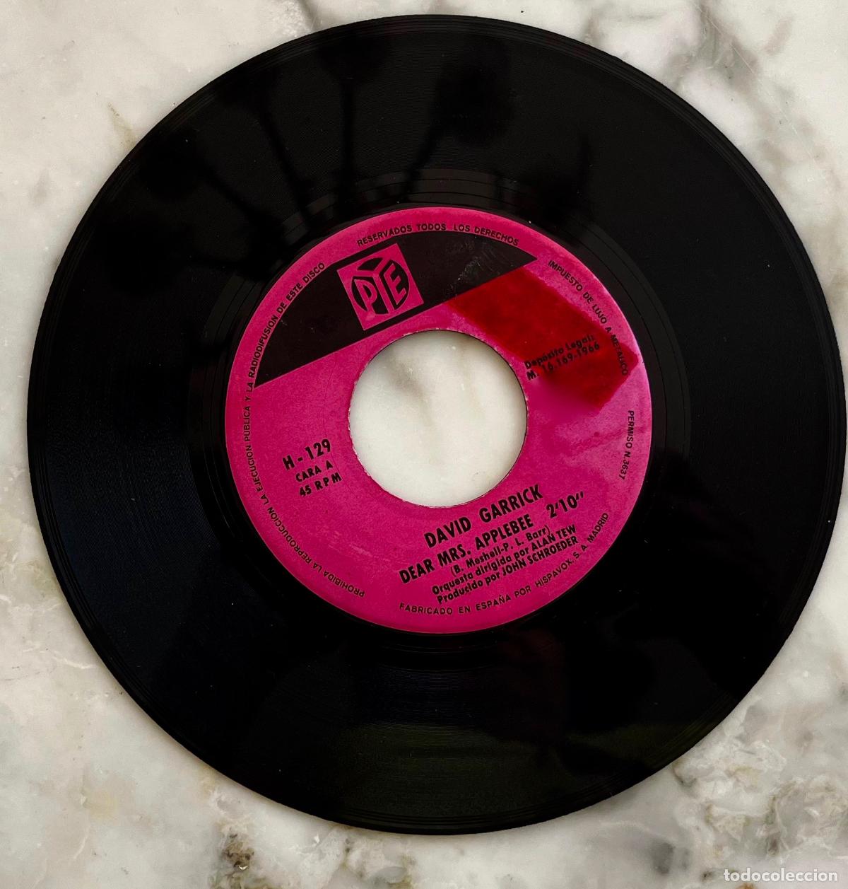Discos de vinilo: DAVID GARRICK. DEAR MRS APPLEBEE, SINGLE SOLO VINILO ESPA&Ntilde;A 1966