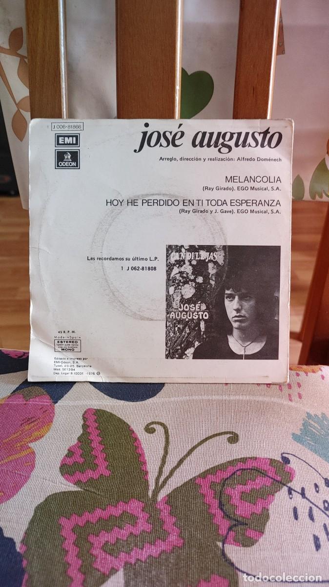 Discos de vinilo: JOSE AUGUSTO-SINGLE MELANCOLIA - Foto 2