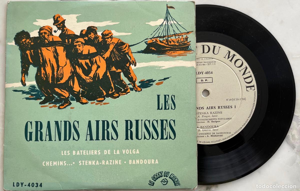 Discos de vinilo: LES GRANDS AIRS RUSSES. LES BATELIERS DE LA VOLGA+3 TEMAS. EP ORIGINAL FRANCIA