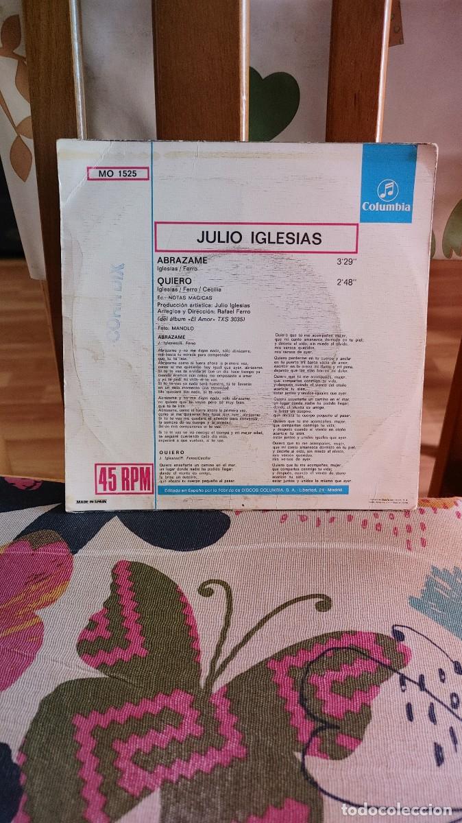 Discos de vinilo: JULIO IGLESIAS-SINGLE ABRAZAME - Foto 2