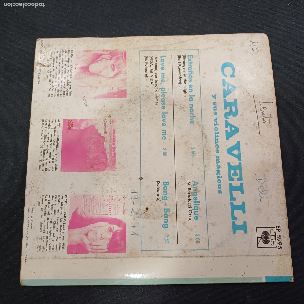Discos de vinilo: CARAVELLI/EXTRA&Ntilde;OS EN LA NOCHE/SINGLE. - Foto 3