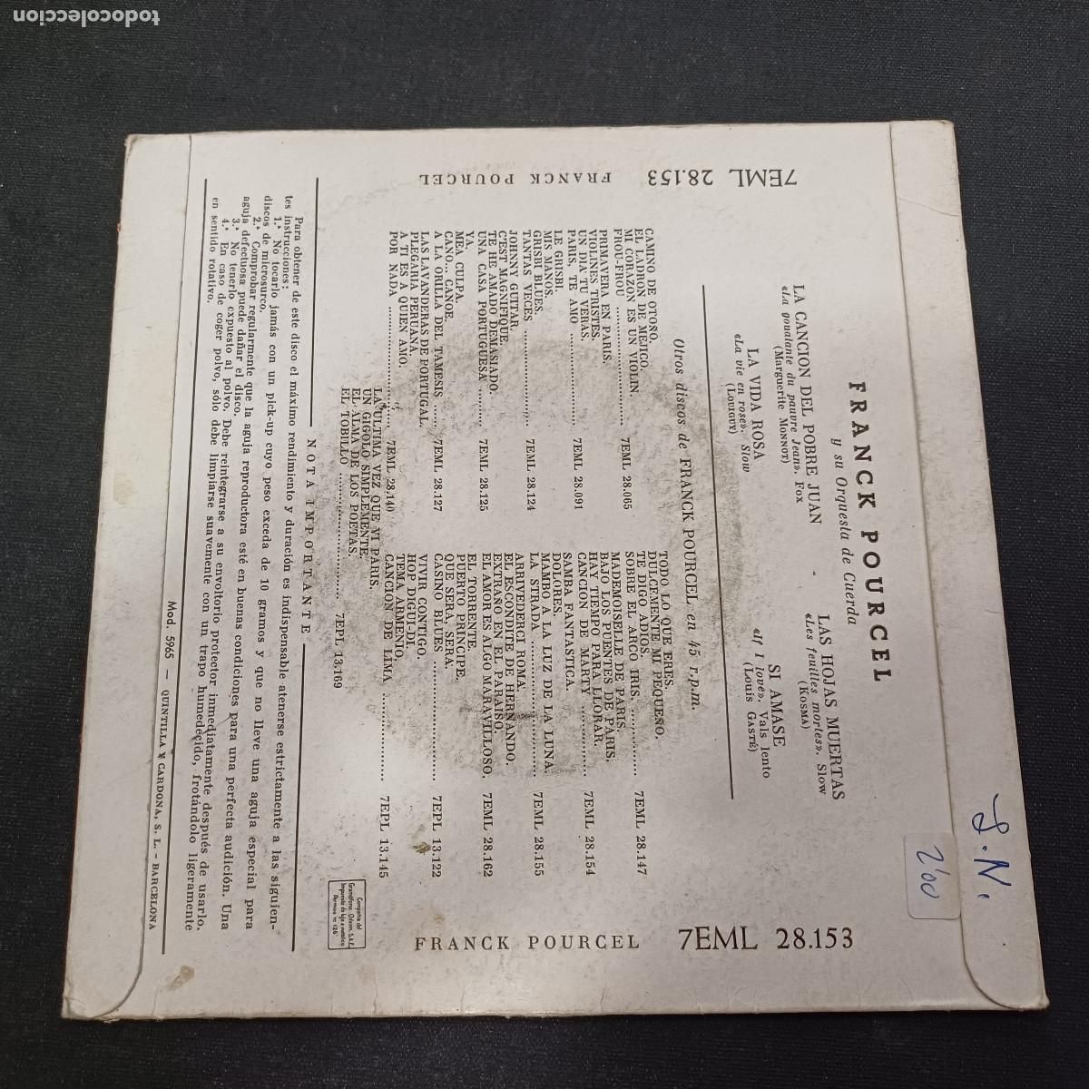 Discos de vinilo: FRANCK POURCEL Y SU ORQUESTA/AMOR,BAILE Y VIOLINES/SINGLE. - Foto 3