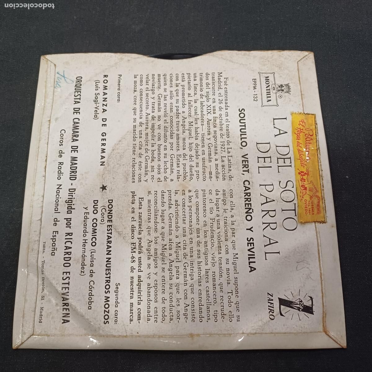 Discos de vinilo: LA DEL SOTO DEL PARRAL/SINGLE. - Foto 3