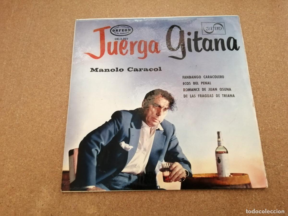 Discos de vinilo: DISCO SINGLE. MANOLO CARACOL JUERGA GITANA (FANDANGO CARACOLERO - ECOS DEL PENAL - ROMANCE DE JUAN