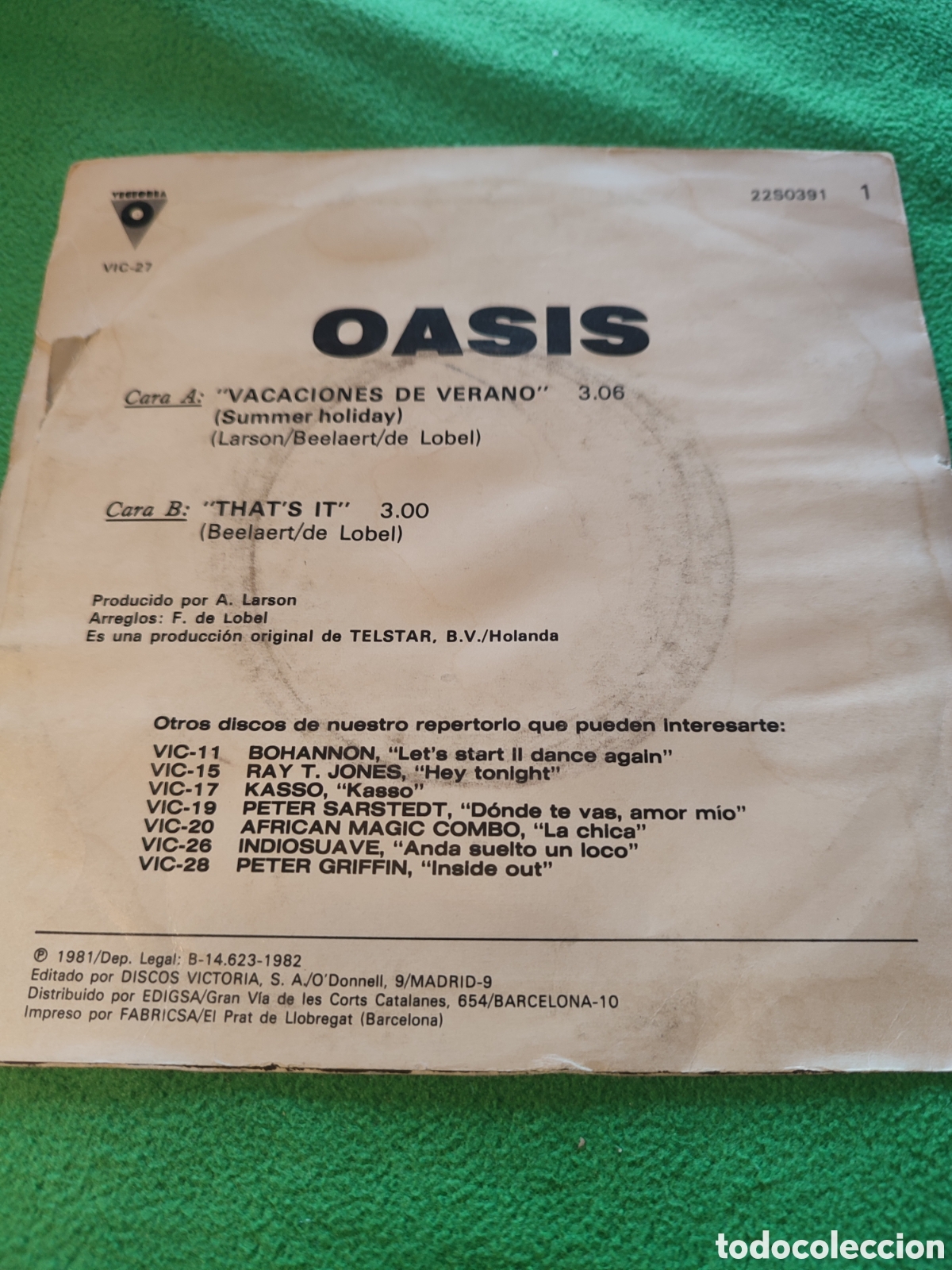 Discos de vinilo: Oasis - Vacaciones de verano 1981 - Foto 2