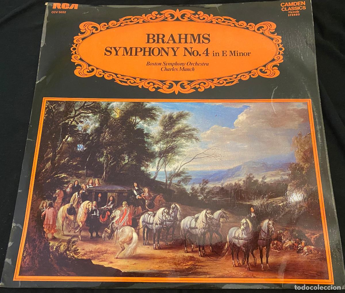 Discos de vinilo: 'Symphony No. 4 in E Minor', de Brahms. Director Charles Munch. RCA. 1965. LP de vinilo. Buen estado