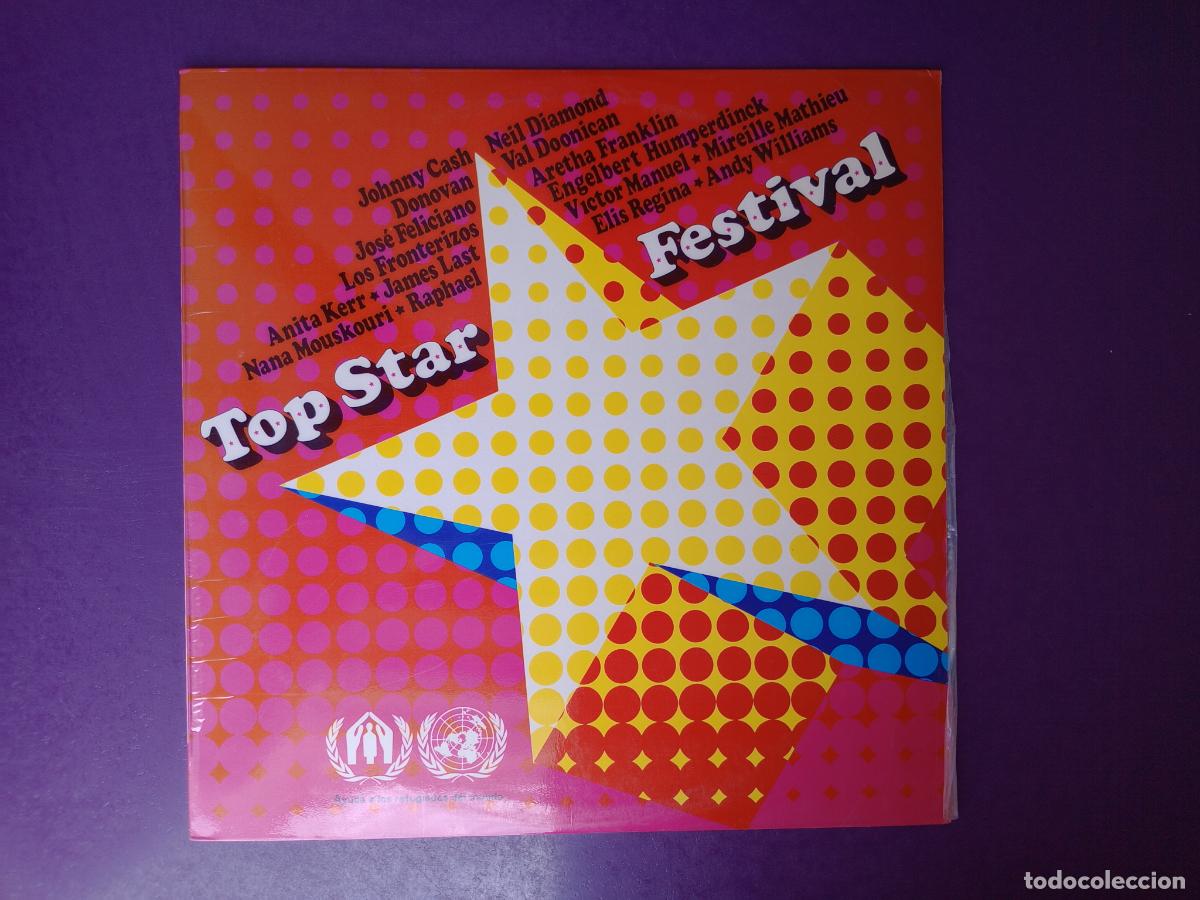 Discos de vinilo: Top Star Festival - LP FONOGRAM 1972, JOHNNY CASH, ARETHA FRANKLIN, ELIS REGINA, RAPHAEL, DONOVAN ET