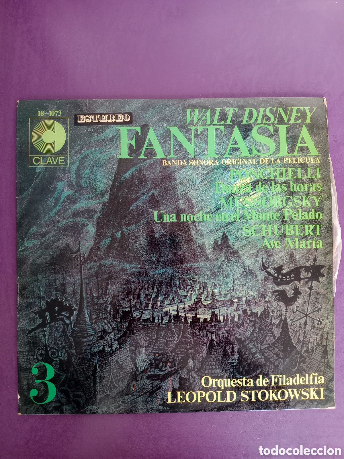 Discos de vinilo: WALT DISNEY / FANTASIA VOL 3 BSO - MUSSORGSKY - SCHUBERT - PONCHIELLI - LP CLAVE 1968 - CLASICA