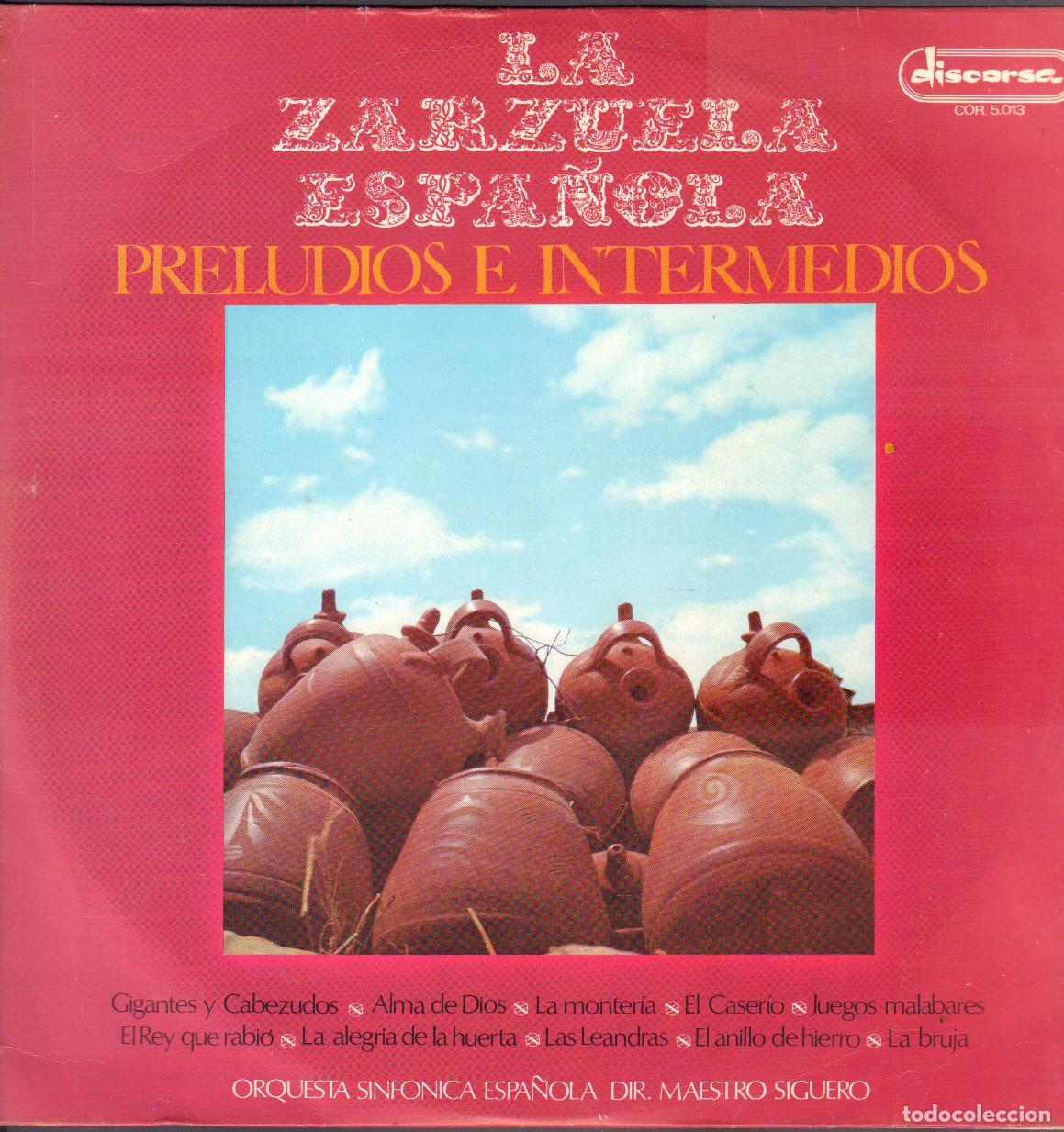 Discos de vinilo: LA ZARZUELA ESPA&Ntilde;OLA (PRELUDIOS E INTERMEDIOS) - ORQ. SINFONICA (MTRO. SIGUERO) / LP 1970 RF-26410