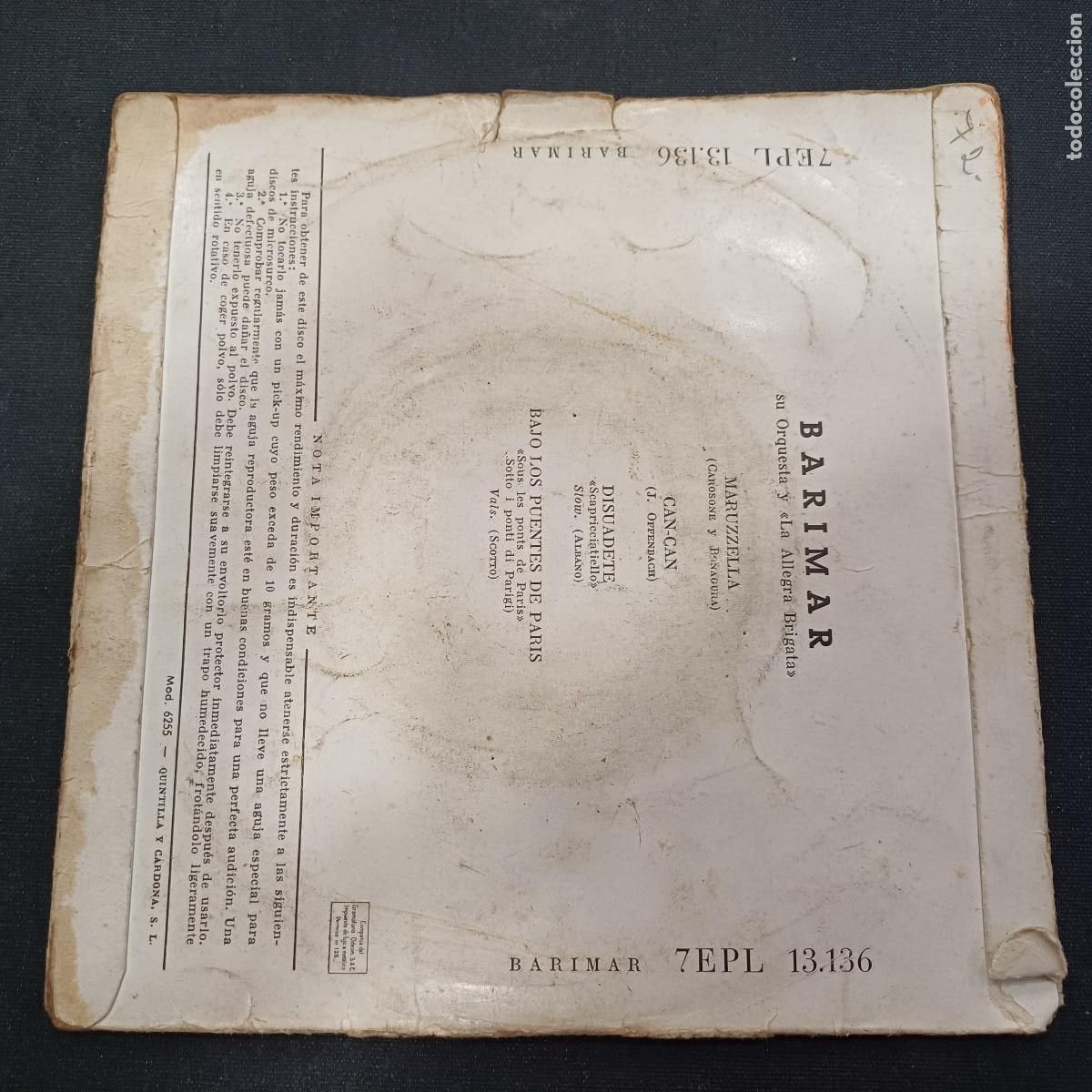 Discos de vinilo: BARIMAR SU ORQUESTA/MERUZZELLA/SINGLE. - Foto 3