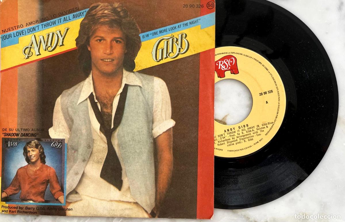 Discos de vinilo: ANDY GIBB. ( BEE GEES ). NUESTRO AMOR ( NO LO OLVIDES ). SINGLE ORIGINAL ESPA&Ntilde;A 1978