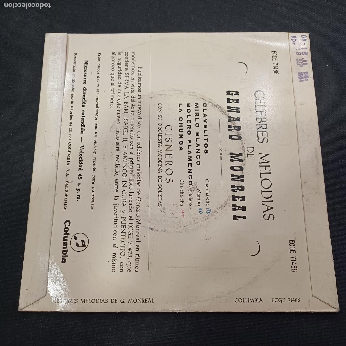 Discos de vinilo: CISNEROS CON SU ORQUESTA/CLAVELITOS/SINGLE. - Foto 3