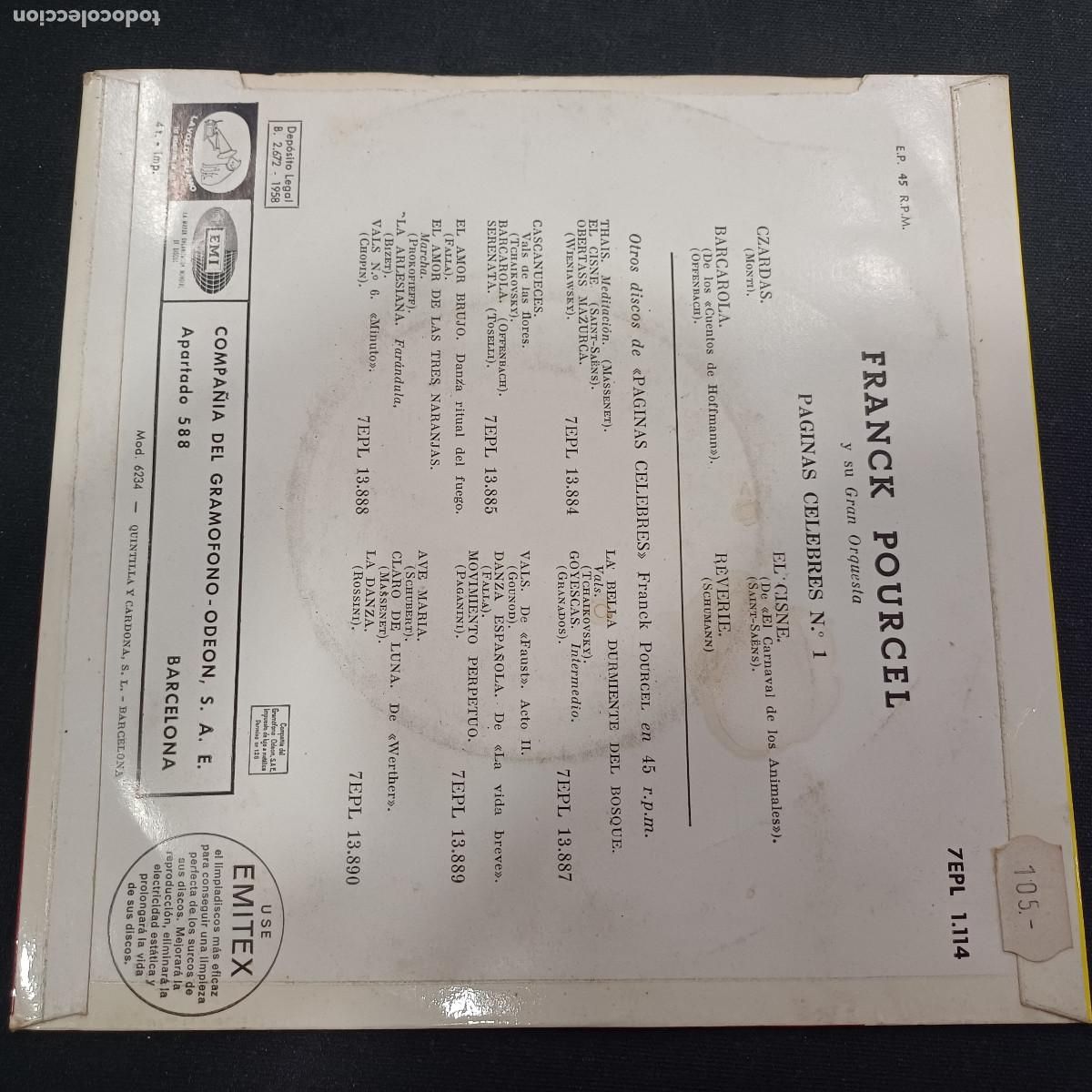 Discos de vinilo: FRANCK POURCEL Y SU ORQUESTA/CZARDAS/SINGLE. - Foto 3