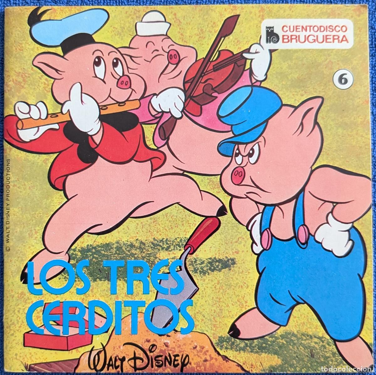 Discos de vinilo: Los tres cerditos - Cuento Disco n&ordm; 6 - Walt Disney - Bruguera (1967)
