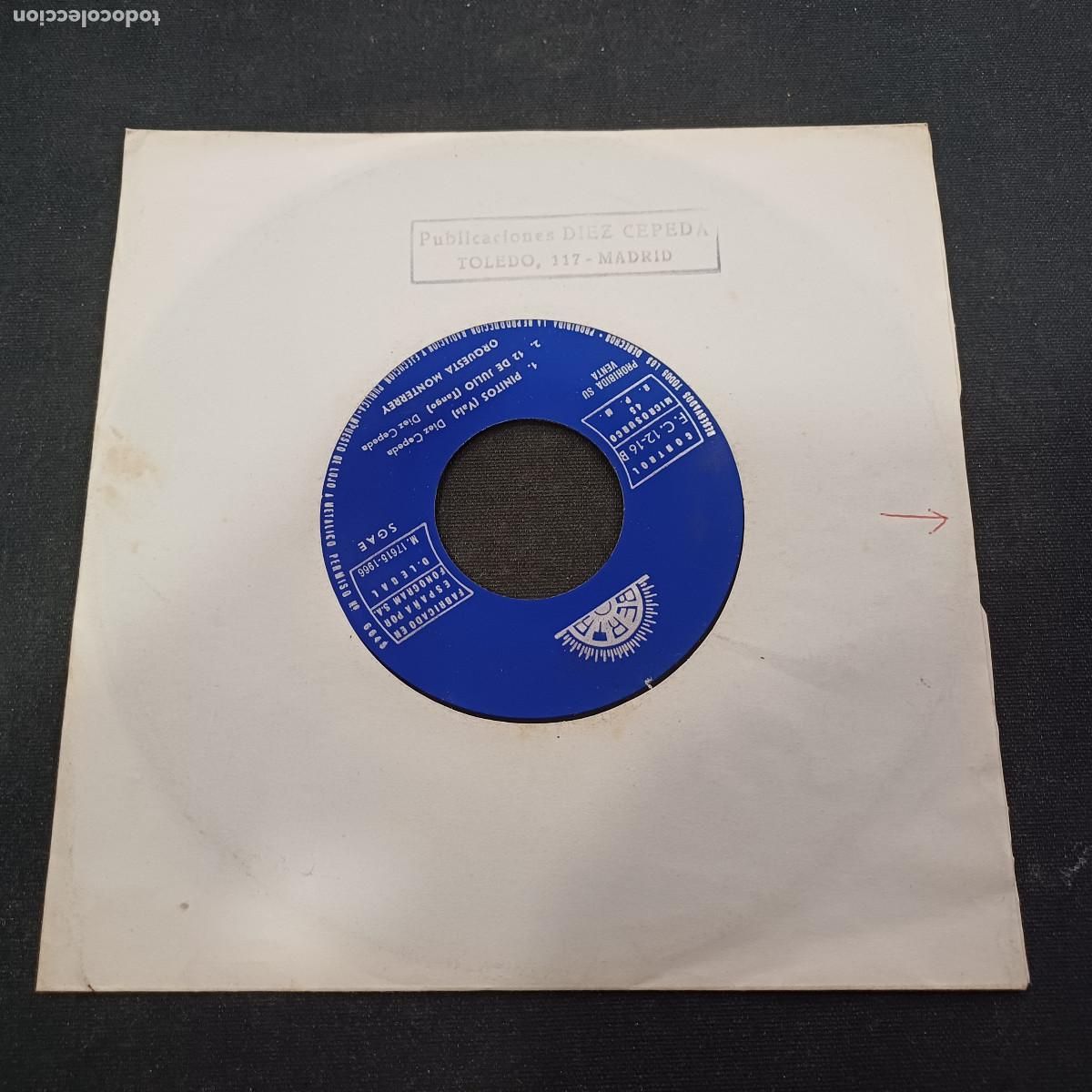 Discos de vinilo: ORQUESTA MONTERREY/DIAZ CEPEDA/PINITOS/SINGLE PROMOCIONAL NO VENDIBLE.