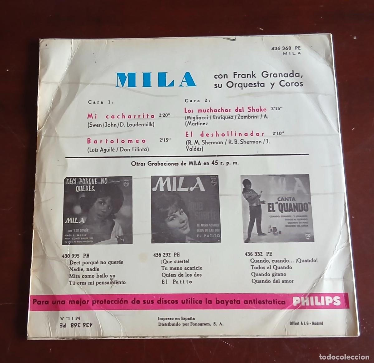 Discos de vinilo: MILA - MI CACHARRITO + 3 EP.S - 1965 - Foto 2