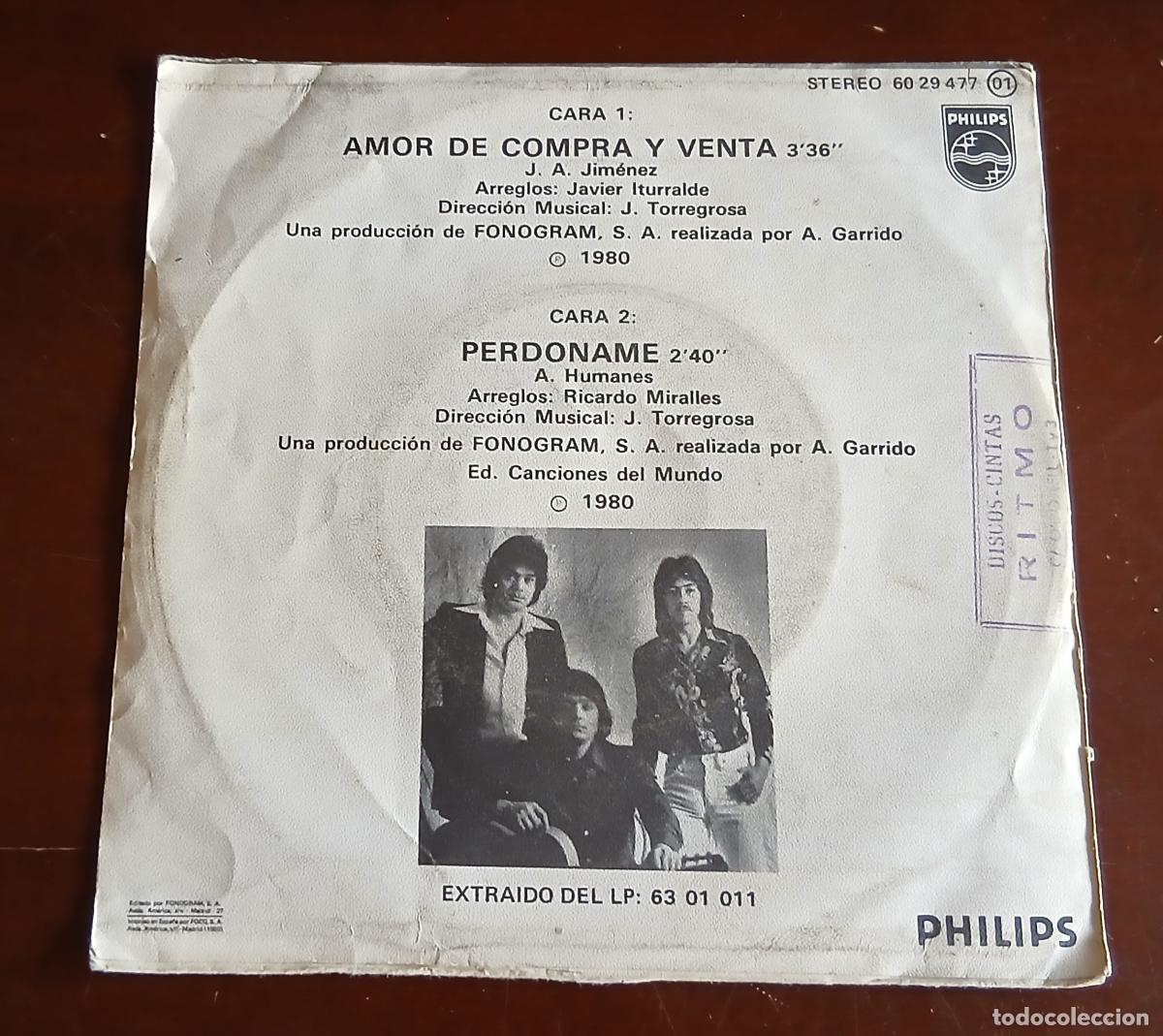 Discos de vinilo: LOS CHICHOS - AMOR DE COMPRA DE VENTA - SINGLE - 1980 - Foto 2