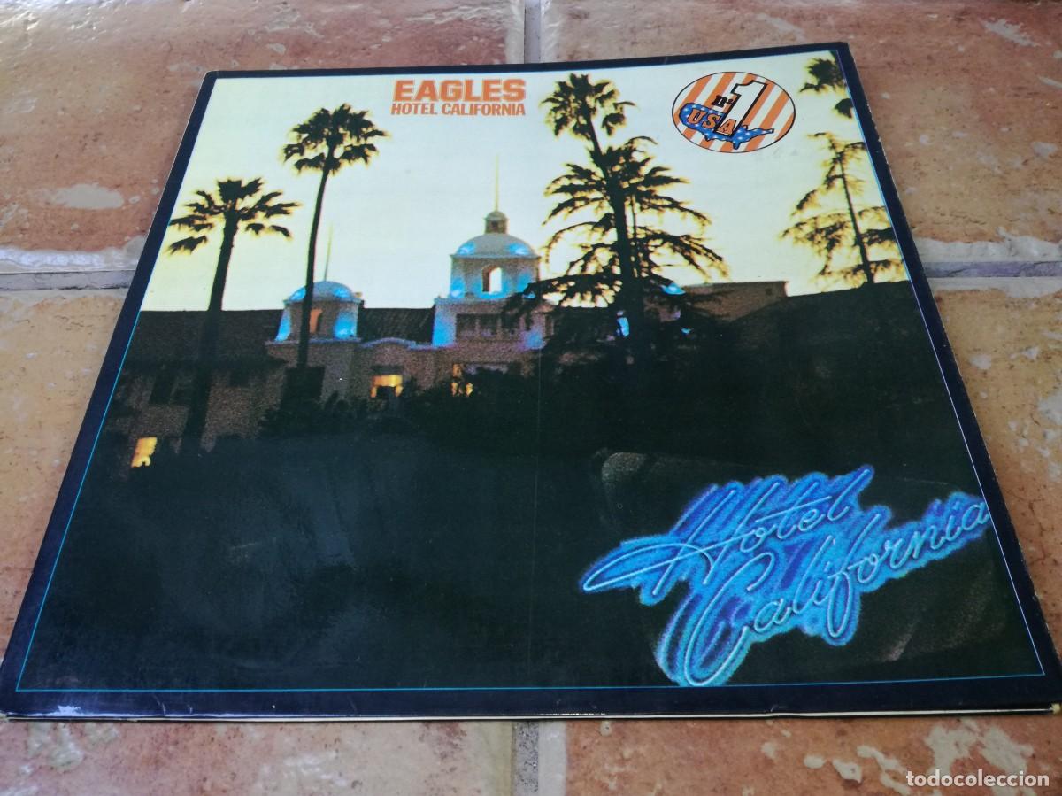 Discos de vinilo: EAGLES-HOTEL CALIFORNIA-GATEFOLD-CONTIENE ENCARTE-ORIGINAL ESPA&Ntilde;OL 1977