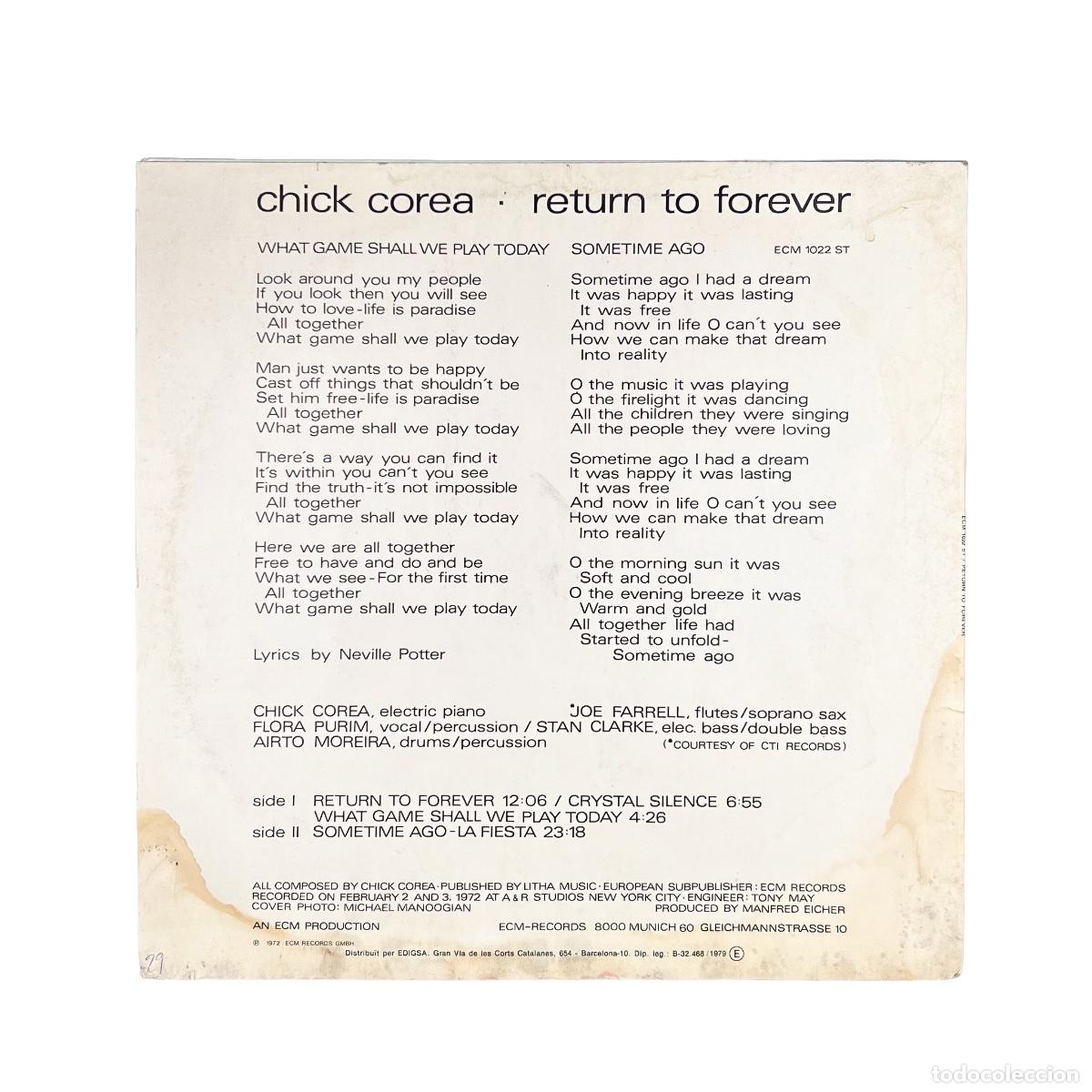 Discos de vinilo: LP. Chick Corea. Return To Forever (G+/G) - Foto 2