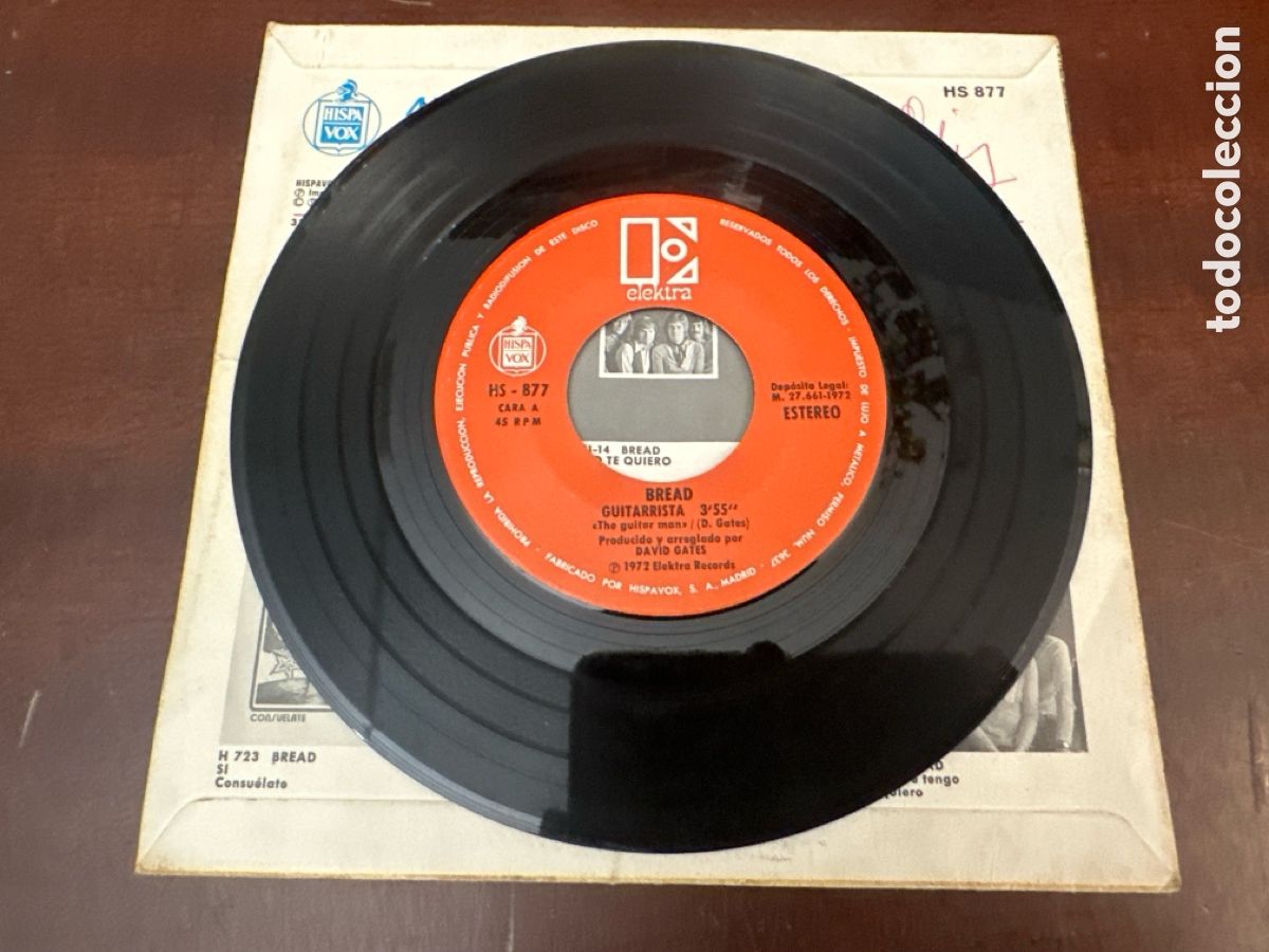 Discos de vinilo: BREAD. GUITARRISTA / DIARIO. HISPAVOX 1972 - Foto 3