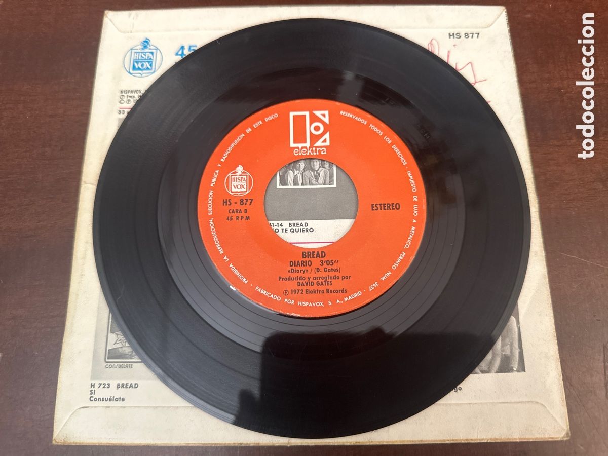 Discos de vinilo: BREAD. GUITARRISTA / DIARIO. HISPAVOX 1972 - Foto 4