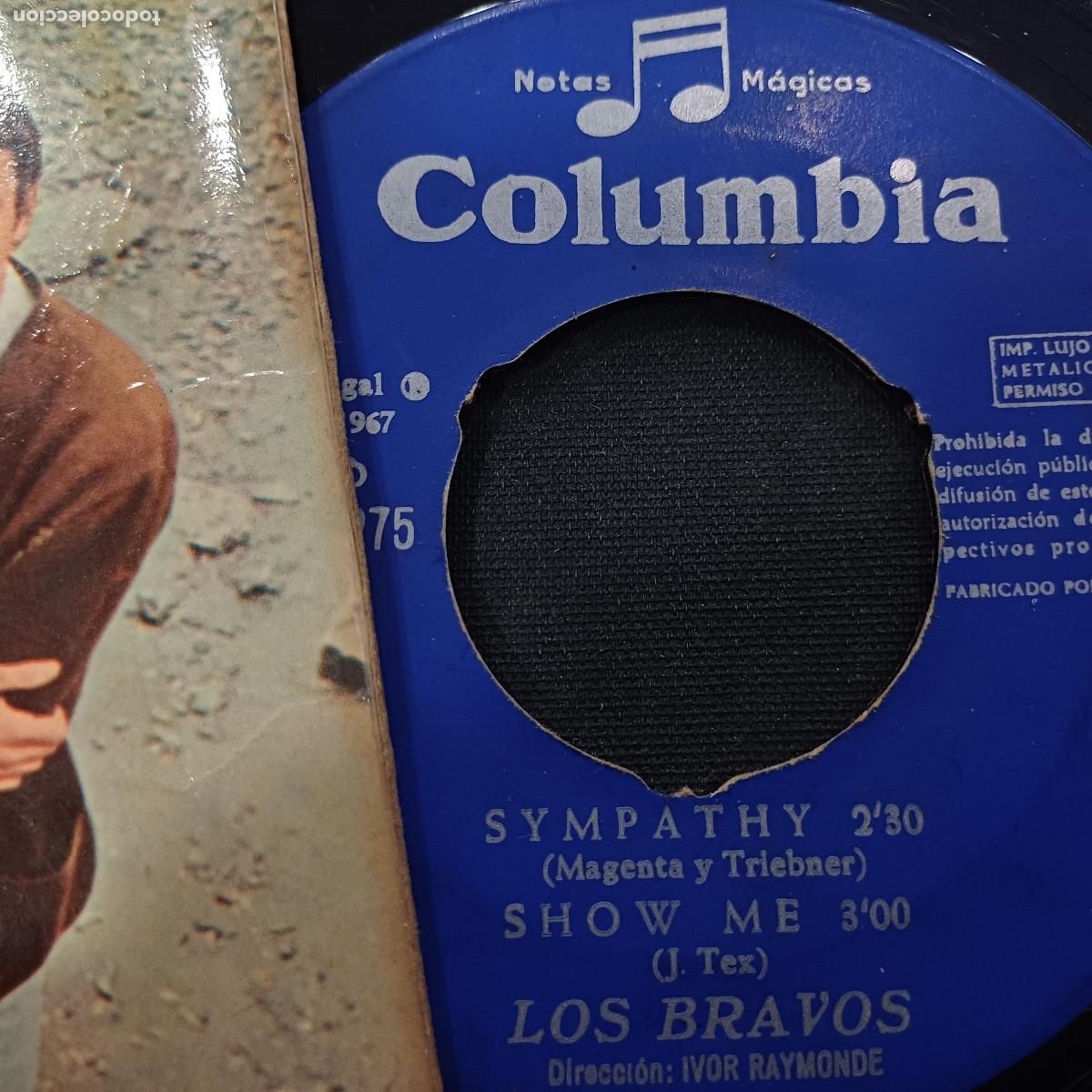 Discos de vinilo: LOS BRAVOS/SYMPATHY/SINGLE. - Foto 2