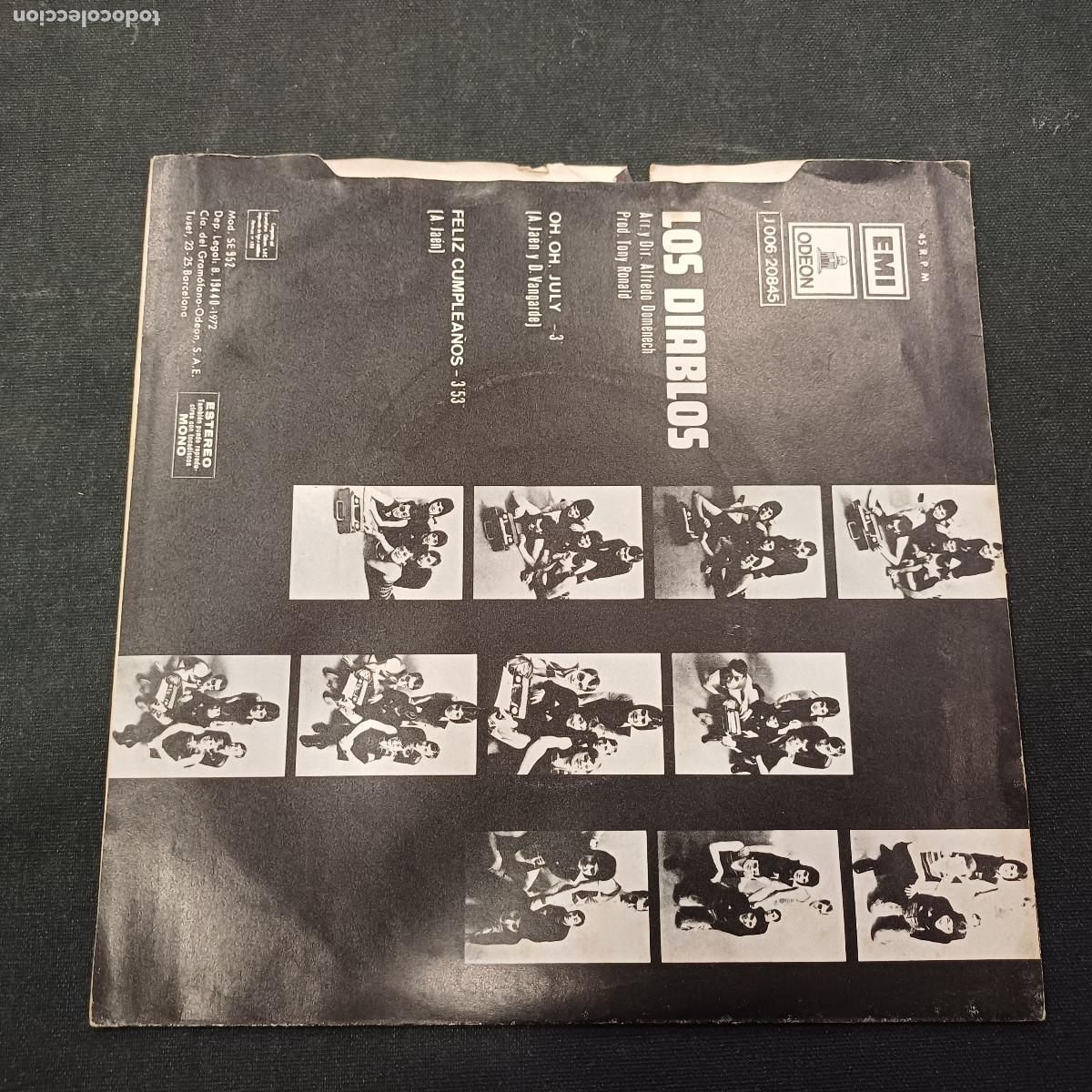 Discos de vinilo: LOS DIABLOS/OH,OH,JULY/SINGLE. - Foto 3
