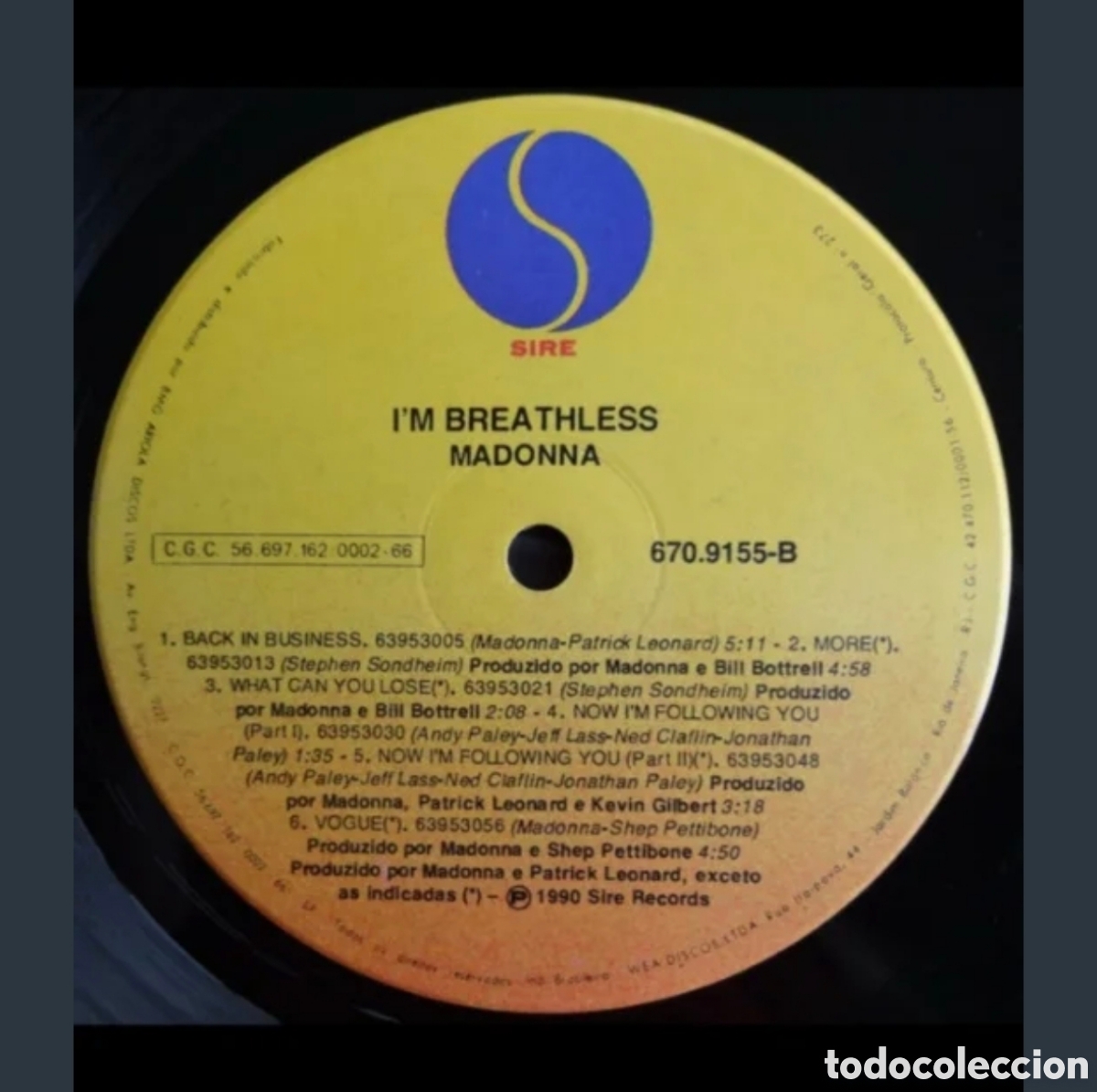 Discos de vinilo: Madonna-Im Breathless Lp 1990 - Foto 4