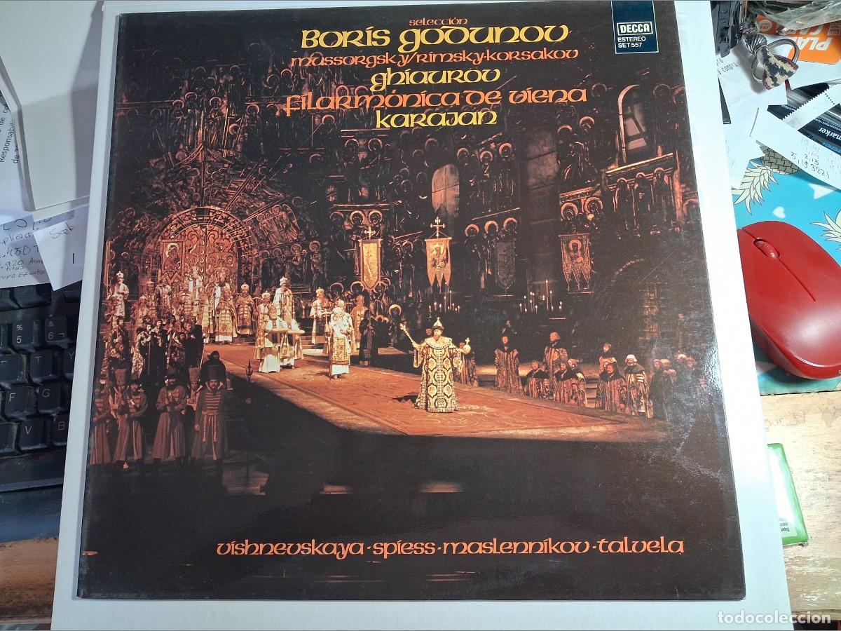 Discos de vinilo: lp promo boris godunov. karajan. decca 1975 spain. d&iacute;ptico con letras (seminuevo)