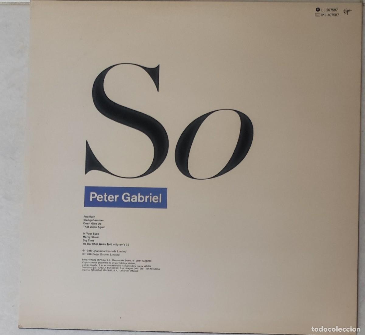 Discos de vinilo: Peter Gabriel &ndash; So (1986, Virgin / Charisma Records) - Foto 2