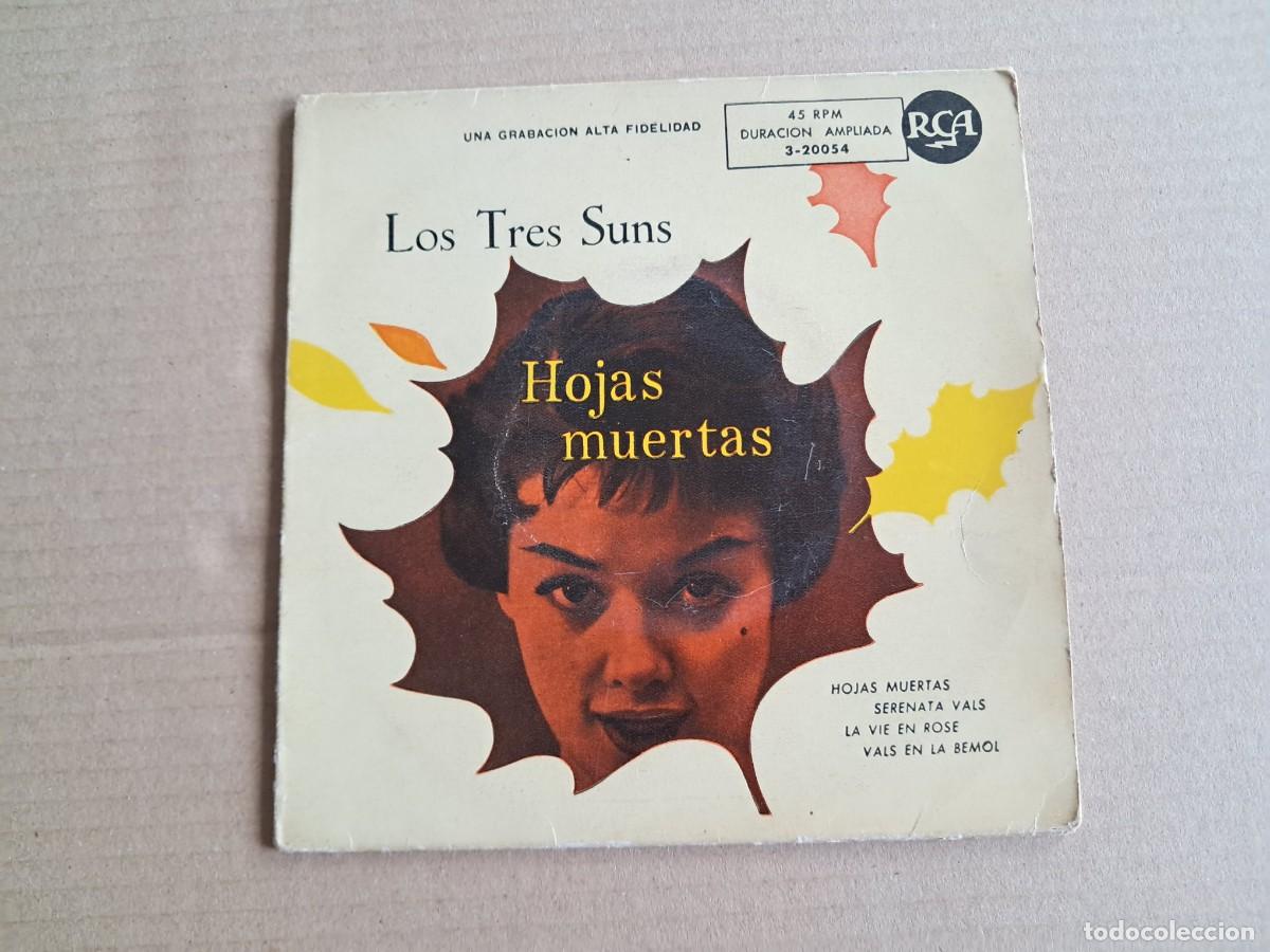 Discos de vinilo: LOS TRES SUNS ( THE THREE SUNS ) - HOJAS MUERTAS EP 4 TEMAS 1958 EDICION ESPA&Ntilde;OLA