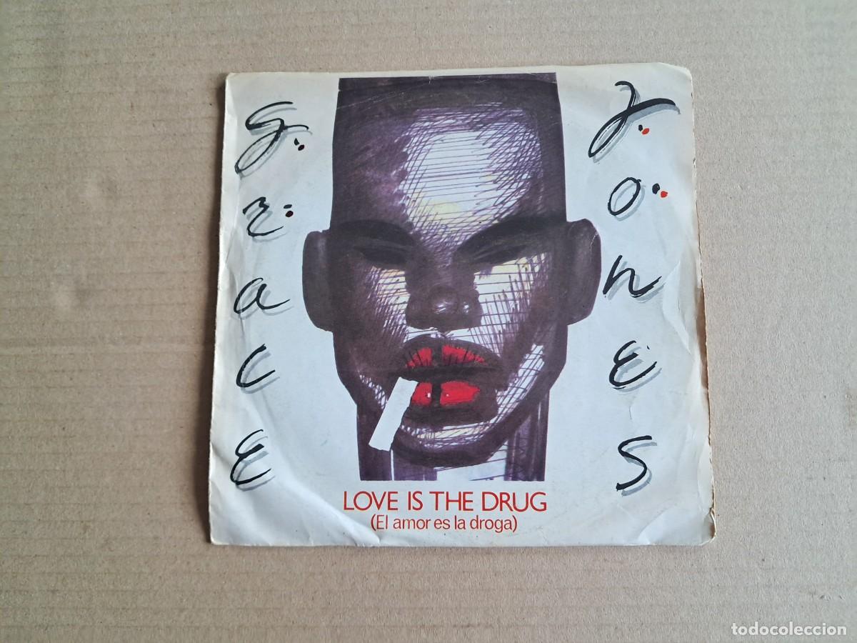 Discos de vinilo: GRACE JONES - LOVE IS THE DRUG SINGLE 1980 EDICION ESPA&Ntilde;OLA