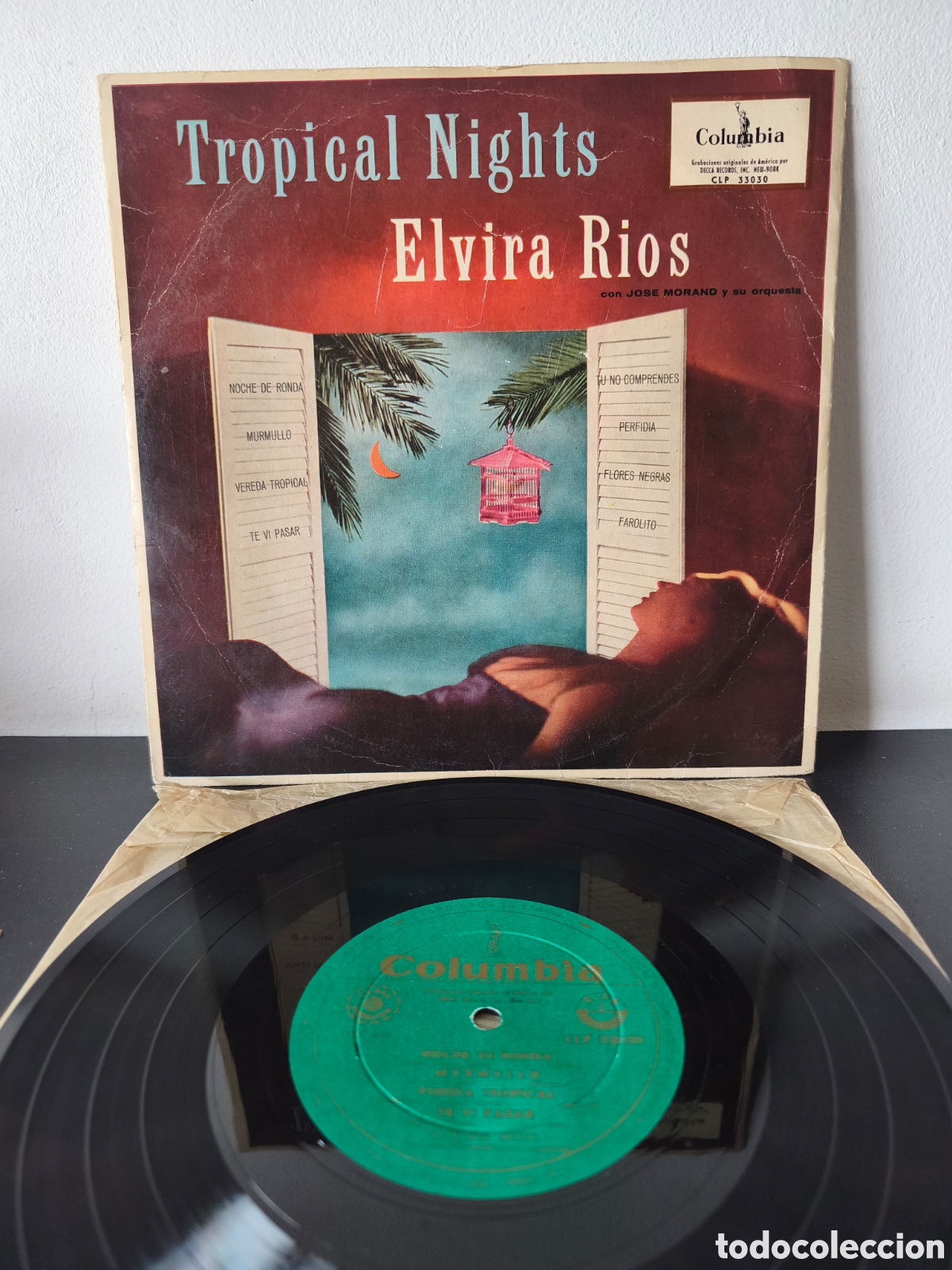 Discos de vinilo: Elvira R&iacute;os con Jose Morand y su orquesta - Noches Tropicales (Melod&iacute;as de M&eacute;xico y Cuba) - Columbia