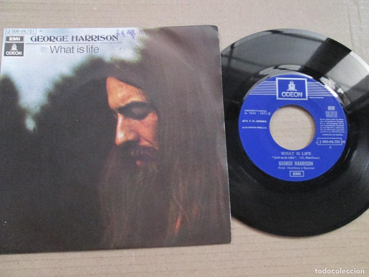 Discos de vinilo: GEORGE HARRISON - What is Life / Apple Scruffs. Single, ed espa&ntilde;ola 7&rdquo; 1971. Magn&iacute;fico estado VG+/NM