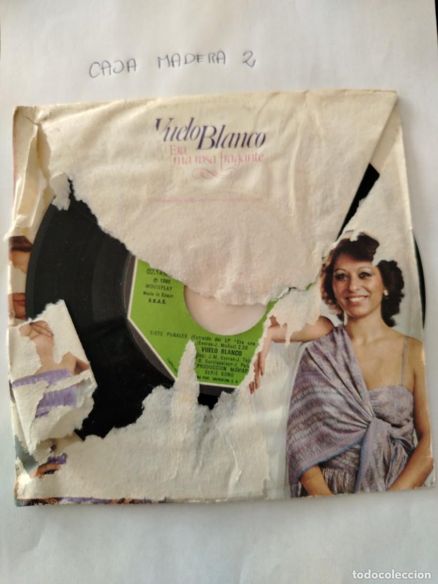 Discos de vinilo: Single vinilo vuelo blanco, era una rosa fragante, siete pu&ntilde;ales